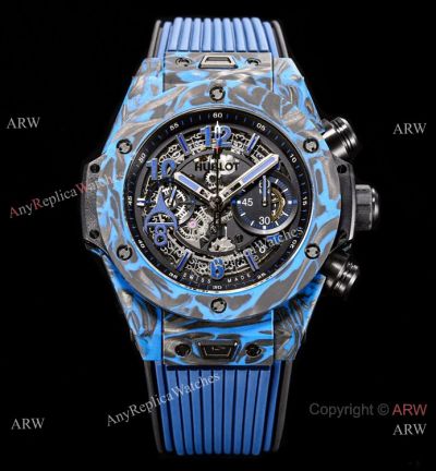 1:1 Super Clone Hublot Big Bang Unico Carbon 'Blue Magic' Limited Edition Watch HUB1242 Movement